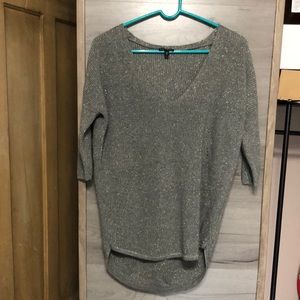 Express Size Small Gray and Silver High Low Sweater
